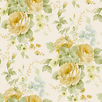 Galerie Rose Garden Yellow Gold Bold Roses Smooth Wallpaper