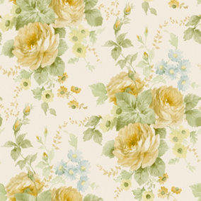 Galerie Rose Garden Yellow Gold Bold Roses Smooth Wallpaper