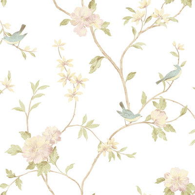 Galerie Rose Garden Yellow Gold Detailed Tree Design Smooth Wallpaper ...