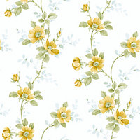 Galerie Rose Garden Yellow Gold Pretty Floral Smooth Wallpaper
