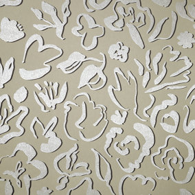 Galerie Salt Fiore Nutmeg Metallic Flower Design Wallpaper Roll