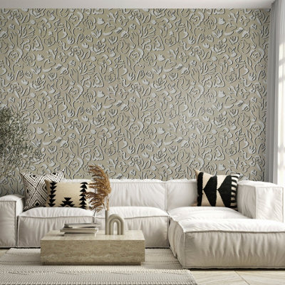Galerie Salt Fiore Nutmeg Metallic Flower Design Wallpaper Roll