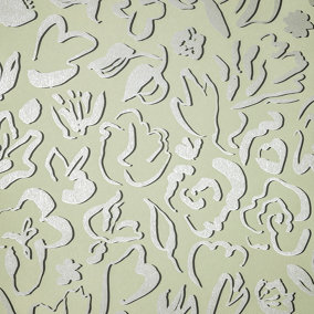 Galerie Salt Fiore Sage Metallic Flower Design Wallpaper Roll