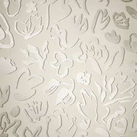 Galerie Salt Fiore Sesame Metallic Flower Design Wallpaper Roll