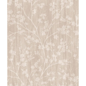 Galerie Secret Garden Beige/Taupe Calming Leaf Branches Wallpaper Roll