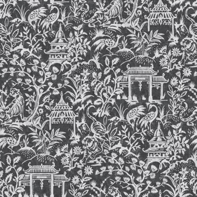 Galerie Secret Garden Black/Cream Botanical Toile Wallpaper Roll