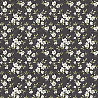 Galerie Secret Garden Black/Cream Delicate Flower Trail Wallpaper Roll