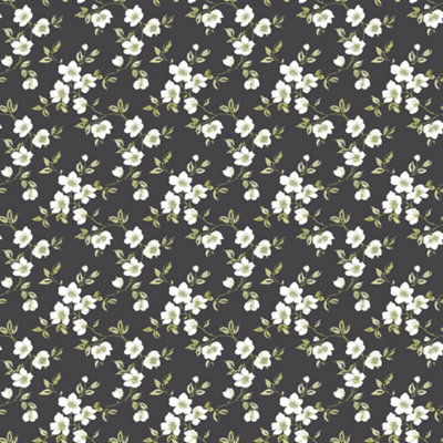 Galerie Secret Garden Black/Cream Delicate Flower Trail Wallpaper Roll