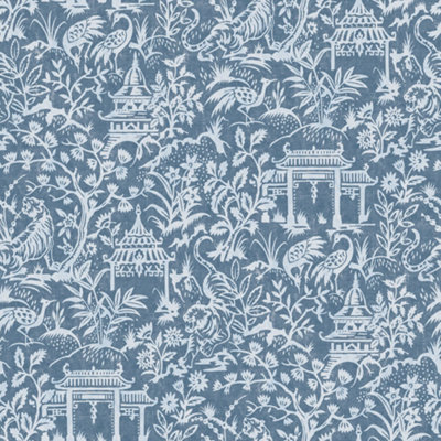 Galerie Secret Garden Blue Botanical Toile Wallpaper Roll