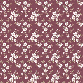 Galerie Secret Garden Cranberry/Cream Delicate Flower Trail Wallpaper Roll