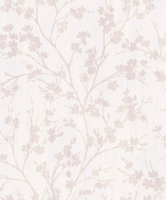 Galerie Secret Garden Cream/Pink Calming Leaf Branches Wallpaper Roll
