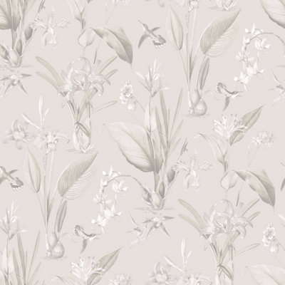 Galerie Secret Garden Greige/Beige Botanical Floral Wallpaper Roll