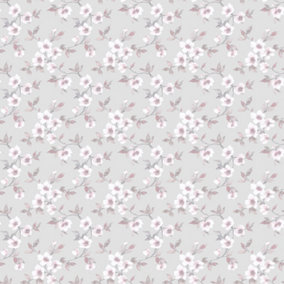 Galerie Secret Garden Grey/Pink Delicate Flower Trail Wallpaper Roll