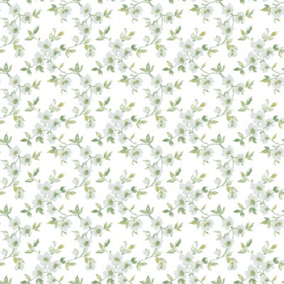 Galerie Secret Garden Off White/Blue Delicate Flower Trail Wallpaper Roll