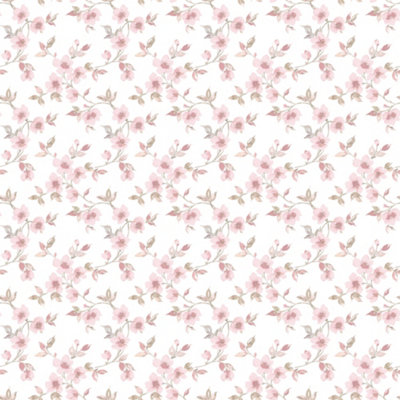 Galerie Secret Garden Off White/Pink Delicate Flower Trail Wallpaper Roll