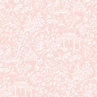 Galerie Secret Garden Pink Botanical Toile Wallpaper Roll