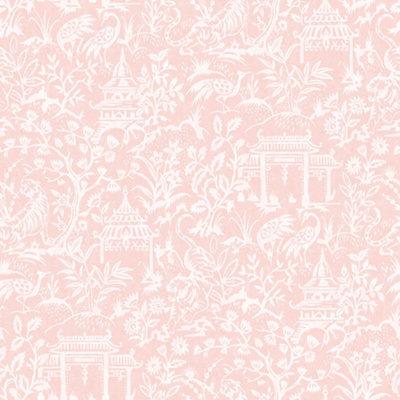 Galerie Secret Garden Pink Botanical Toile Wallpaper Roll