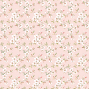 Galerie Secret Garden Pink/Cream Delicate Flower Trail Wallpaper Roll