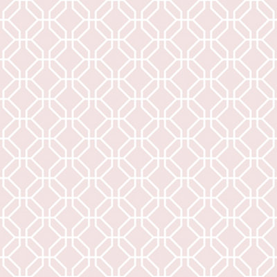 Galerie Secret Garden Pink/White Octogonal Trellis Wallpaper Roll