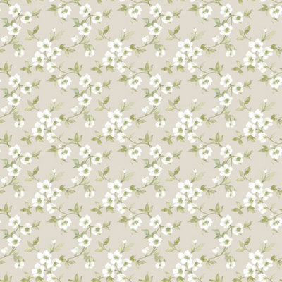 Galerie Secret Garden Taupe/Cream Delicate Flower Trail Wallpaper Roll