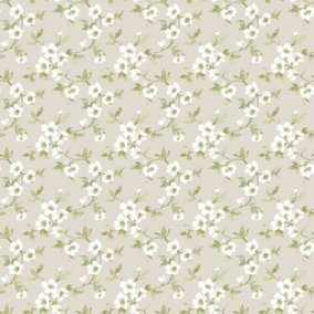 Galerie Secret Garden Taupe/Cream Delicate Flower Trail Wallpaper Roll