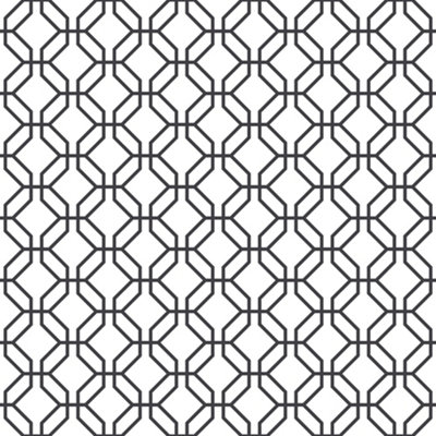 Galerie Secret Garden White/Black Octogonal Trellis Wallpaper Roll