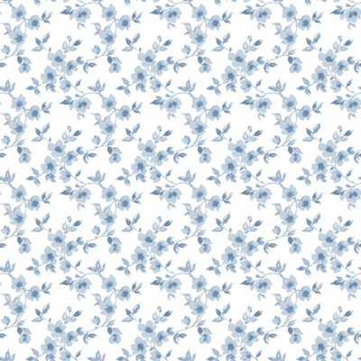 Galerie Secret Garden White/Blue Delicate Flower Trail Wallpaper Roll