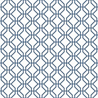 Galerie Secret Garden White/Blue Octogonal Trellis Wallpaper Roll