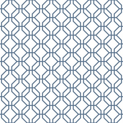 Galerie Secret Garden White/Blue Octogonal Trellis Wallpaper Roll