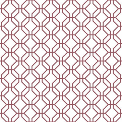 Galerie Secret Garden White/Cranberry Octogonal Trellis Wallpaper Roll