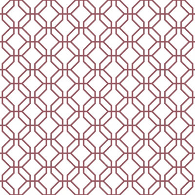 Galerie Secret Garden White/Cranberry Octogonal Trellis Wallpaper Roll