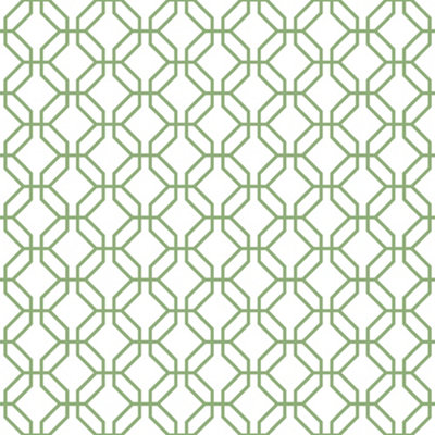 Galerie Secret Garden White/Green Octogonal Trellis Wallpaper Roll