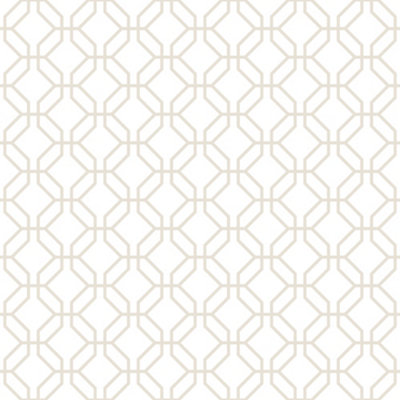 Galerie Secret Garden White/Taupe Octogonal Trellis Wallpaper Roll