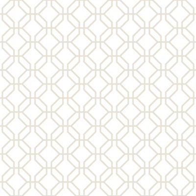 Galerie Secret Garden White/Taupe Octogonal Trellis Wallpaper Roll