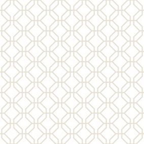 Galerie Secret Garden White/Taupe Octogonal Trellis Wallpaper Roll