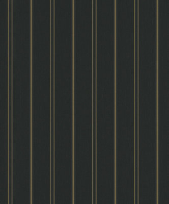 Galerie Serene Collection Metallic Glitter Black Traditional Stripe Wallpaper Roll