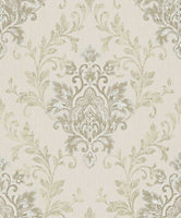 Galerie Serene Collection Metallic Taupe Ornamental Damask Wallpaper Roll