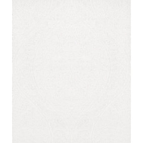 Galerie Serene Collection Metallic White Art Nouveau Large Ogee Damask Wallpaper Roll