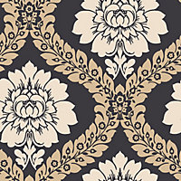 Galerie Shades Black Floral Trail Smooth Wallpaper