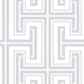 Galerie Shades Silver Grey Geometric Smooth Wallpaper