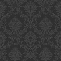 Galerie Simply Silks 4 Black Classic Damask Embossed Wallpaper