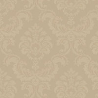 Galerie Simply Silks 4 Brushed Metallic Gold Feathered Damask Embossed Wallpaper