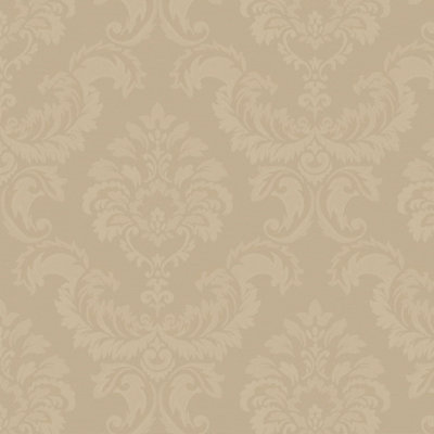 Galerie Simply Silks 4 Brushed Metallic Gold Feathered Damask Embossed Wallpaper