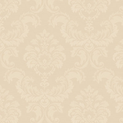 Galerie Simply Silks 4 Dark Cream Feathered Damask Embossed Wallpaper