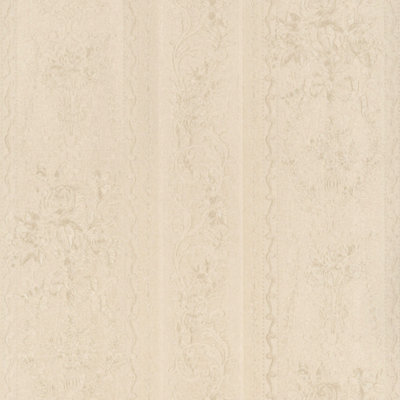 Galerie Simply Silks 4 Dark Cream Floral Stripe Embossed Wallpaper