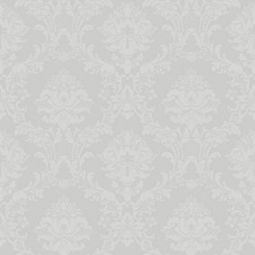 Galerie Simply Silks 4 Grey Classic Damask Embossed Wallpaper