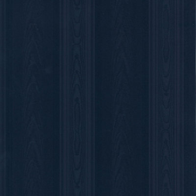 Galerie Simply Silks 4 Navy Medium Moire Stripe Embossed Wallpaper