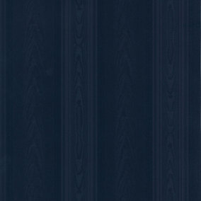 Galerie Simply Silks 4 Navy Medium Moire Stripe Embossed Wallpaper