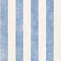 Galerie Simply Stripes 3 Beige Blue Textured Stripe Smooth Wallpaper
