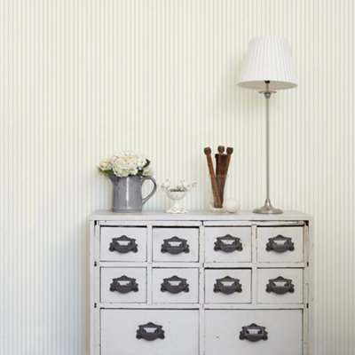 Galerie Simply Stripes 3 Green Ticking Stripe Smooth Wallpaper